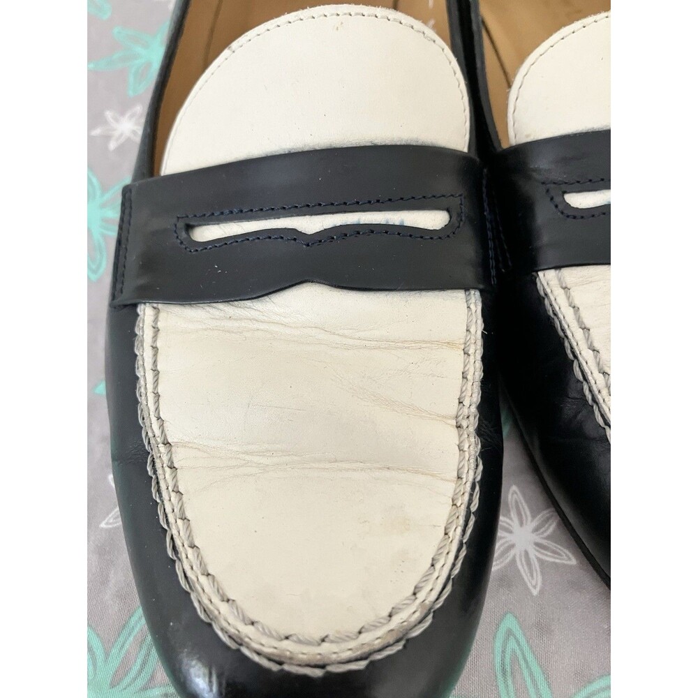 Ralph Lauren Black and Cream Leather Penny Loafers - Picture 11 of 12